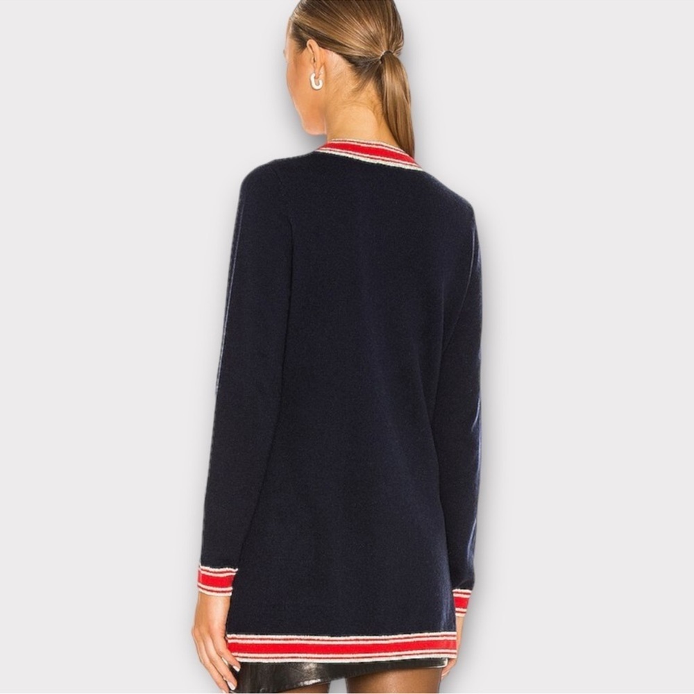 NWT L’Agence Wool Cashmere Ariel Navy Red Gold Cardigan Sparkle Metallic Holiday - Picture 3 of 13